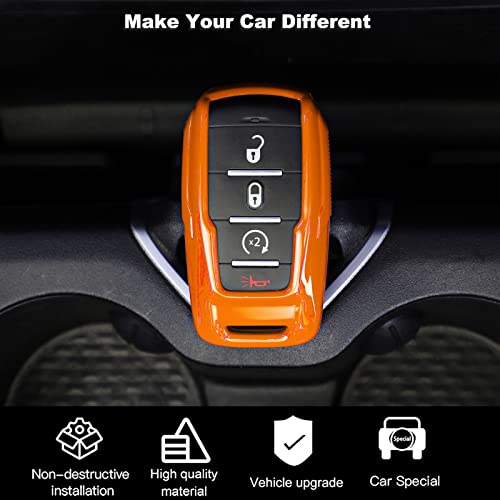 Image of Key Fob Case Cover Key Bag Holder Protection Shell Accessories for Dodge RAM 2018-2026,Orange