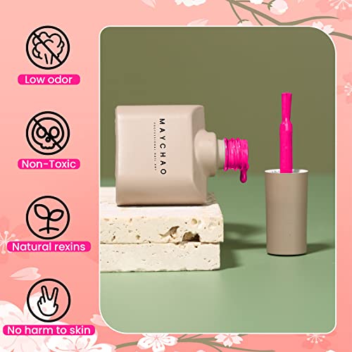 MAYCHAO 15ML Hot Pink Gel Nail Polish 1Pc Bright Pink Gel Polish Soak Off UV LED Nail Varnish Nail Art Starter Manicure Salon DIY at Home, 0.5 OZ