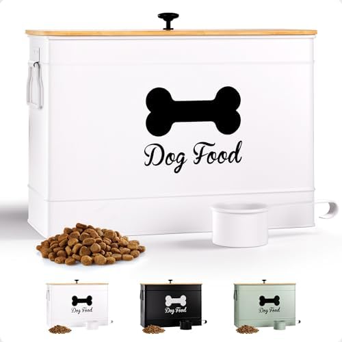 Dog Food Container Airtight 15 lb (50 Cup) Capacity with Metal Sc...