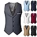 Cambkatl Men's Casual Business Suit Vests Slim Fit Classic Solid V-Neck Formal Dress Waistcoat Sleeveless Tuxedo Jackets
