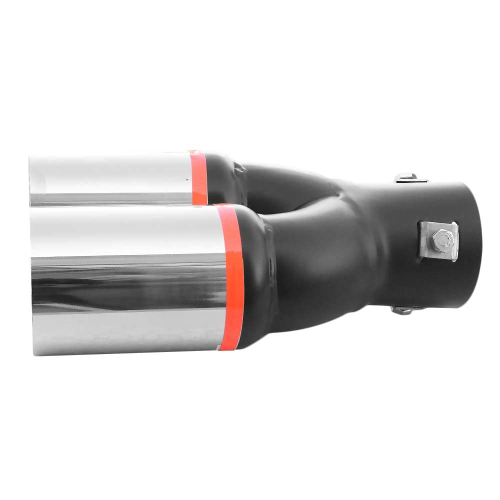 Doppel Auspuffblende Endrohr Auspuff Universell Schalldampf Doppelendrohr Sport Sportauspuff Blende Edelstahl Rund von 33mm bis 50mm