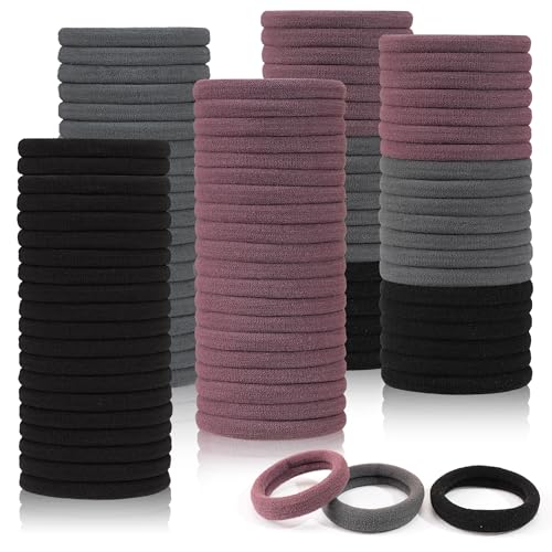 CÉLLOT 100PCS Elastic Hair Ties, 4cm Diameter Seamless Nylon Bands, Normal Ponytail Holders for Women & Children,Tan Series Colors