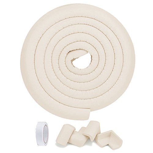 Protectores de esquina de seguridad, protectores de esquina para niños y bebés, protectores de bordes de 6,56 pies + 4 protectores de esquina con fuerte adhesivo (Blanco)