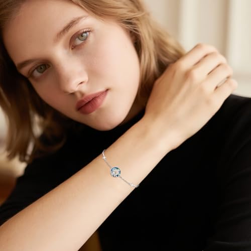 Image of AOBOCO Mustard Seed Bracelet 925 Sterling Silver Cross Bracelets Christian Faith Jewelry Gift for Women