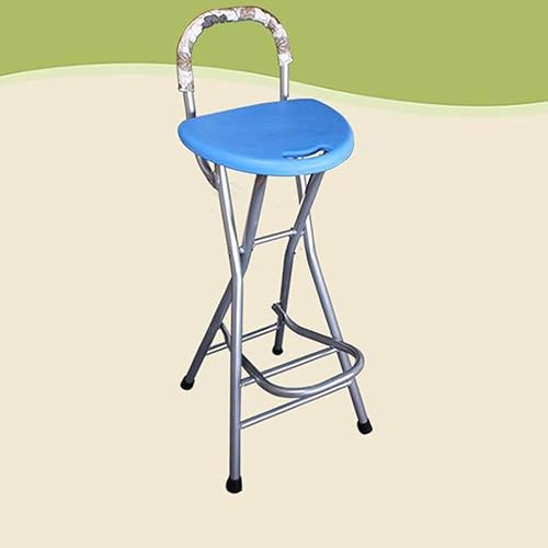 COKYIS - Taburetes de bar compactos de metal, silla plegable de pesca para adultos, taburete de 28 pulgadas de altura de mostrador con respaldo y