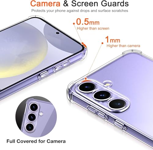 Image of Lustree Back Cover Transparent Case Compatible with Samsung Galaxy S24 Plus | Clear + TPU Case with 4 Corner Air Cushion Protection & Camera Protection | Slim& Stylus Cover
