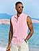 COOFANDY Mens Sleeveless Summer Shirts Beach Tank Tops Button Up Textured Tank Shirt for Vacation,Pink,XL