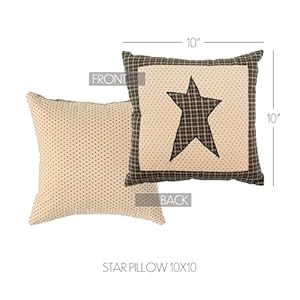 VHC Brands Kettle Grove Home Decor, Pillow Star, Black, 10x10 VHC Brands Kettle Grove Home Decor Pillow Star Black 10×10