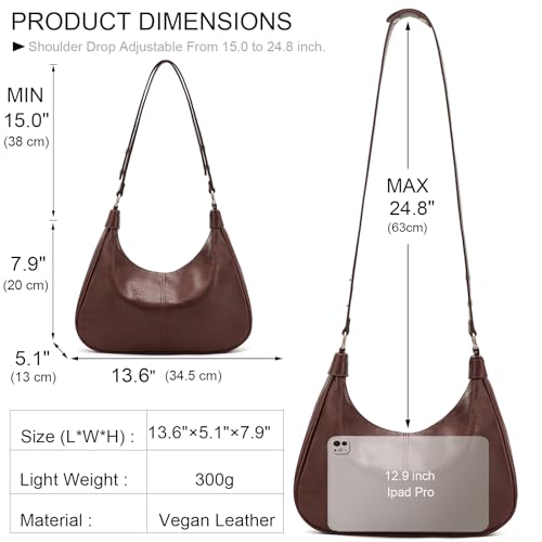 Bolsa tipo Hobo para mujer de cuero vegano marrón oscuro miniatura 6