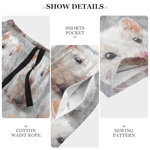 Men's Short Pajama Bottoms Hamsters Mouse Home Casual Sleep Pants3