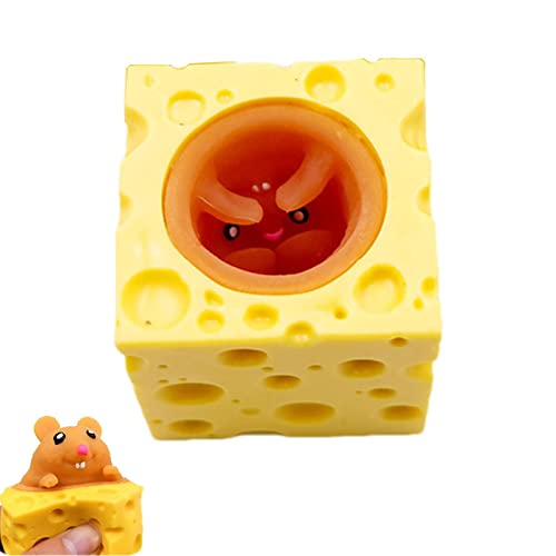 チーズカップマウスピンチおもちゃ、クリエイティブマウススクイーズおもちゃ、減圧感覚おもちゃ、柔らかくて快適な、大人の子供のためのかわいいチーズマウスおもちゃ