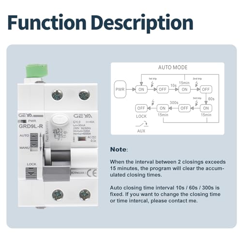 Miniatura 2 de Geya Disyuntor De Dispositivo De Reconexión Automática 6ka Elcb Reconectador Rccb De Reconexión Automática Tipo De Ac Rcd Reconectador Ac220v Rccb 2p-40a-30ma