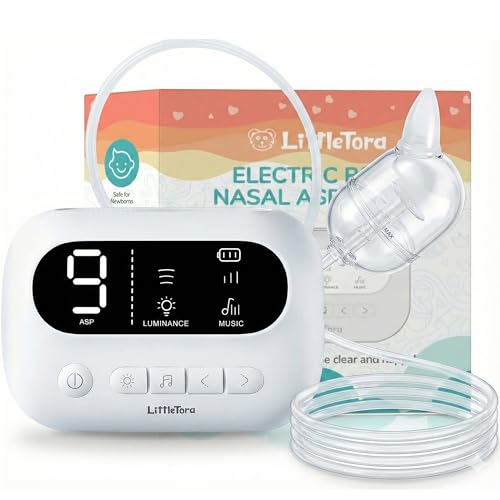 Image of LittleTora Pro Baby Nasal Aspirator - Built-in Music & Night Light - Rechargeable Nose Booger Sucker for Infants Babies Kids Toddlers - Snot Removal
