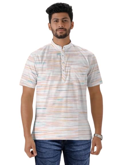 Men South Cotton Half Sleeve Ethnic Casual Kurta-picture-30