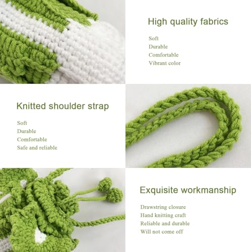 Handmade Knitted Purse Cabbage Shape Shoulder Bag for Women Wool Knitted Crossbody Bag with Drawstring4