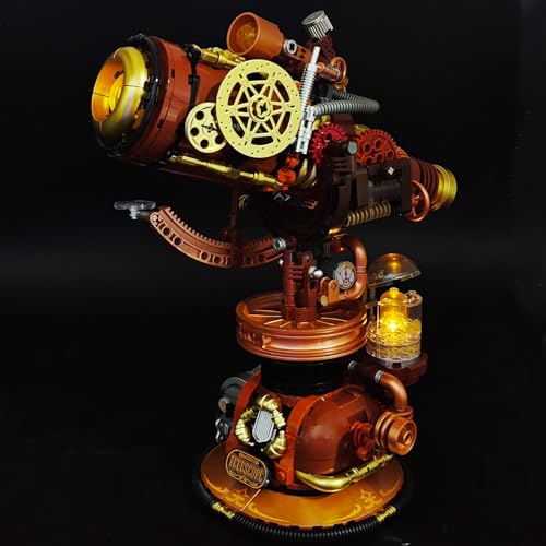 Space Telescope Building Blocks Set with LED Lights, Punk Mechanical Linked Telescope Model Kit, Collectible Display Decor STEM Construction Toy Gift for Adults & Teens Space Enthusiast(797PCS) - Image 8