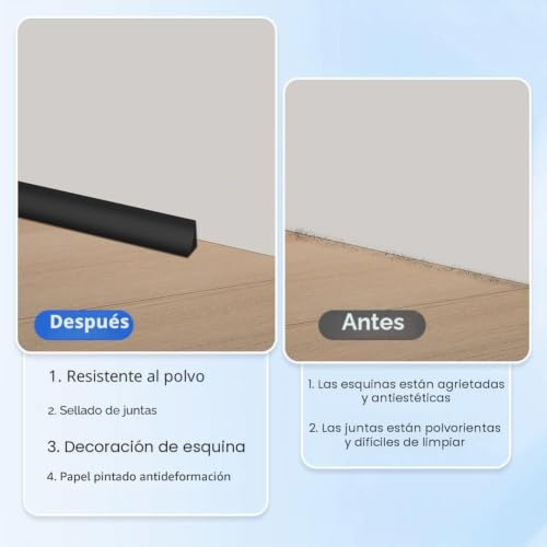 Miniatura 7 de Nutkit Moldura Trim Para Encimera De Cocina, Perfil Angular Macizo Silicona 15x15 Mm, Tira Autoadhesiva 3 Metros, Banda Impermeable Decorativa Negro, Junta Flexible Antiagua Para Baño Y Esquinas