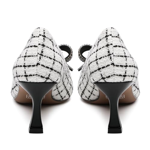 Image of Heels for Women Closed Patent Pointed Toe Bow Pumps Slip on Kitten Low Heels Wedding Party Dress Office Shoes 2.5Inch