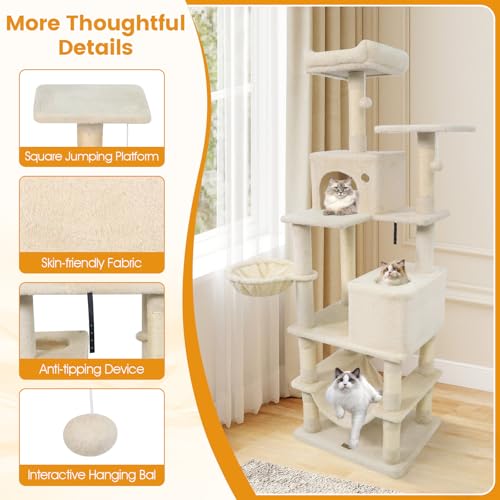 Árbol para Gatos de 66 Pulgadas con Múltiples Niveles miniatura 6