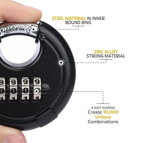 Image of Amazon Basics Number Locks for Door |Combination Lock Padlock Secure Number Lock | Multi-Purpose Lock for Home, Office, and Outdoor Use, Black (Pack of 1)
