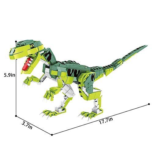 SIENON Creator Velociraptor Dinosaur Building Toy Set, Dinosaur Park World Dominion Raptor Model Toy Building with Movable Jaw, Neck and Joints, 16.3” Dinosaur Toys for Kids 6-14 Years Old (533 Pcs) - Image 3
