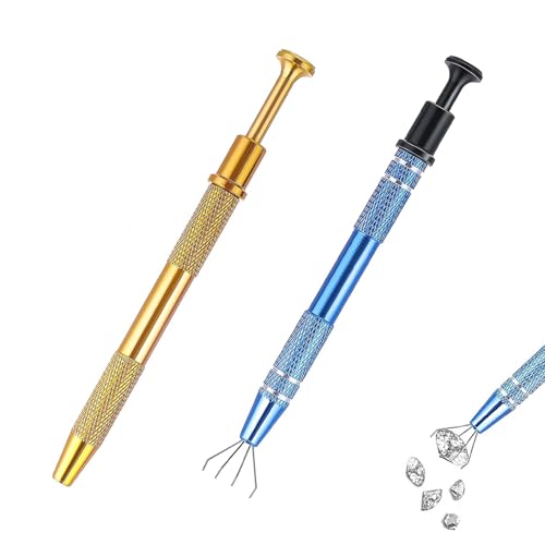 Ryaupy 2 Piezas Pinza De Joyería Con 4 Garras, Herramienta De Recogida De Joyas, Diamante Y Gemas Atrapador Y Capturador, Ideal Para Piezas Pequeñas De Componentes Electrónicos De Joyería De Perlas