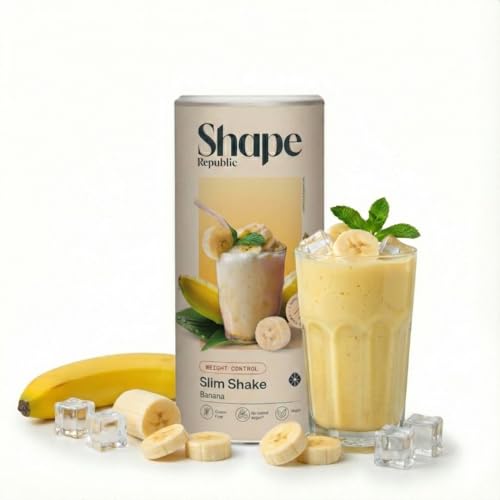 SHAPE REPUBLIC Banane - Abnehm Shake vegan - Proteinreich - Enthält 24 Vitamine & Mineralstoffe - Diät Shakes zum Abnehmen