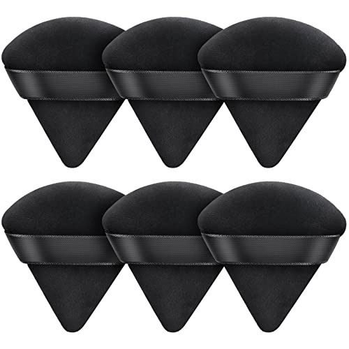 Ammon 6 Pcs Powder Puff Black Triangle Soft Makeup Powder Puff Face Makeup Sponge Puff Velour Makeup Puff Pure Cotton Powder Puff For Loose Mineral Powder Cosmetic Body Contouring Tools #TOP30
