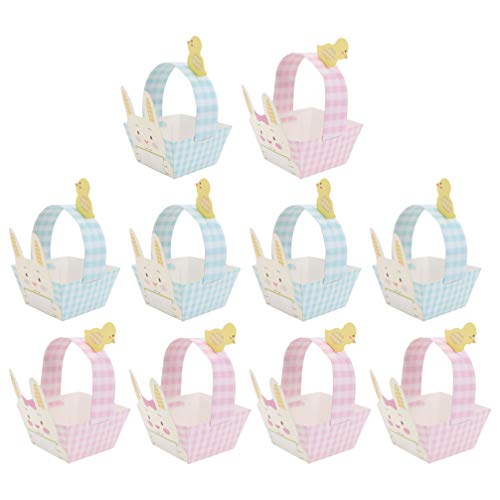 TOYANDONA 15pcs Easter Cardboard Paper Craft Baskets Cute Rabbit DIY Candy Baskets Handheld Gift Baskets for Easter Party Supplies