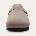 KIDMI Women's Fur Lined Suede Clogs Fuzzy Cork Footbed Mules Slip On Winter Potato Shoes