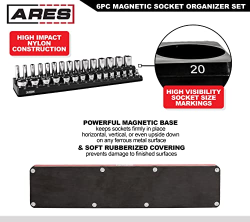 Image of ARES 60160 6-Pc Black /Green Metric /SAE Magnetic Socket Organizer
