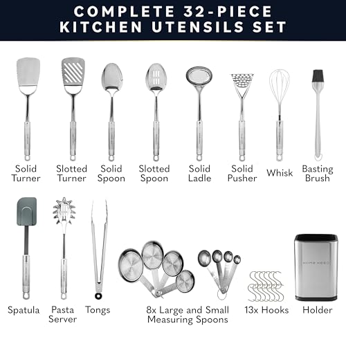 Home Hero 16 Pcs Kitchen Knife Set + 32 Pcs Stainless Steel Kitchen Utensils Set - Thumbnail 5