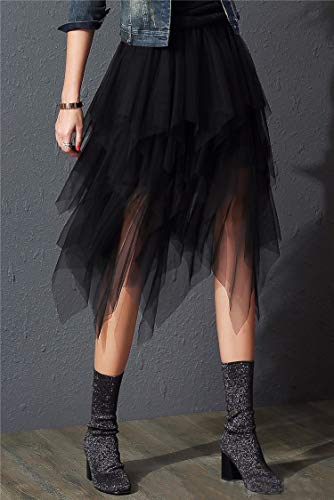 Geagodelia Tule rok dames meisjes elegant zacht knielang / lange zomerrok vintage tutu ruches tule rok one size 36/38/40 F-47737 - Image 3