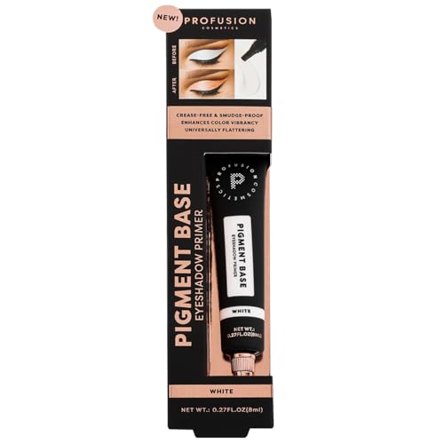 Profusion Cosmetics Pigment Base Eyeshadow Primer, Long Lasting and Creamy White Base Primer for Bold Looks, Achieve Stunning and Eye Catching Makeup Looks With Premium Beauty Tool, White