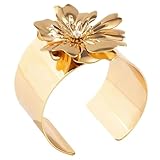 SUPVOX Pulsera Abierta Ajustable para Mujer Brazalete Rígido Dorado Forma de Flor Joyería Minimalista para Brazo Accesorio Elegante para Bodas y Ocasiones Obsequios