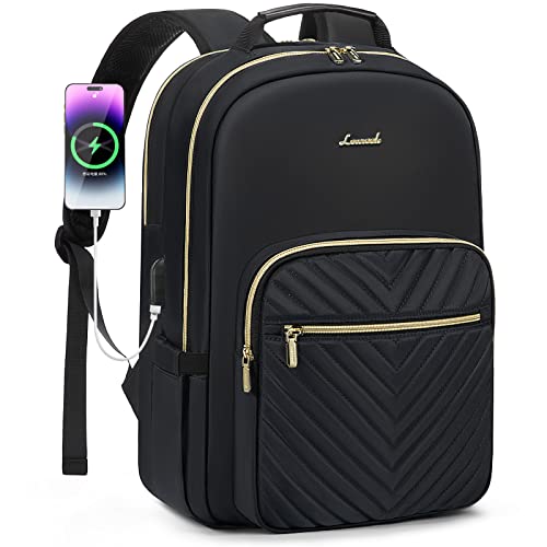 LOVEVOOK Laptop Backpack for Women 15.6 Inch, Womens Backpacks for Work Business Travel School College With USB Port, Lightweight Back Pack Computer Rucksack-Black