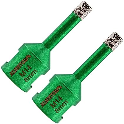 KURSTOL Diamond Core Drill Bits - 2pcs 6mm with M14 thread Tile Hole Saws for Dry Drilling Porcelain Ceramic Tile Granite Marble Stone Vacuum Brazed Diamond Drill Bit