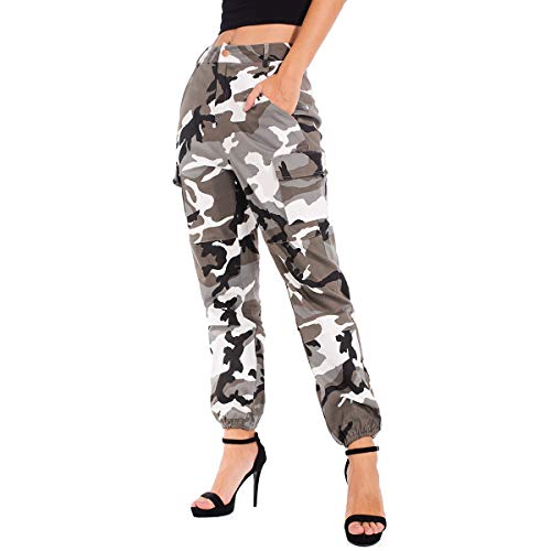 JTANIB Women’s Camo Joggers High Waisted Slim Fit Cargo Pants with Pockets