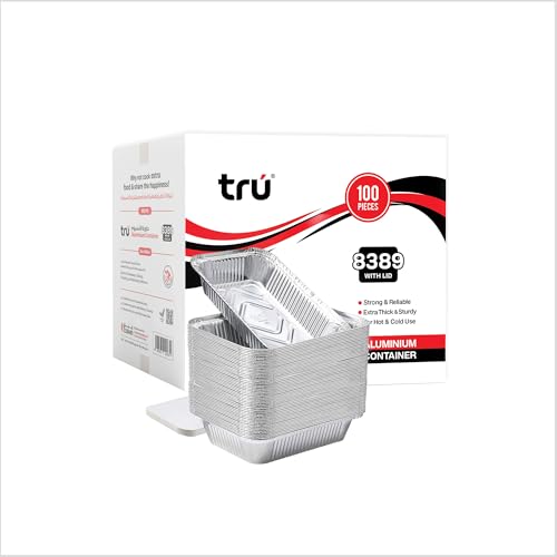 tru 8389 100pc Aluminium Container 890cc Food Storage Containers with Lids