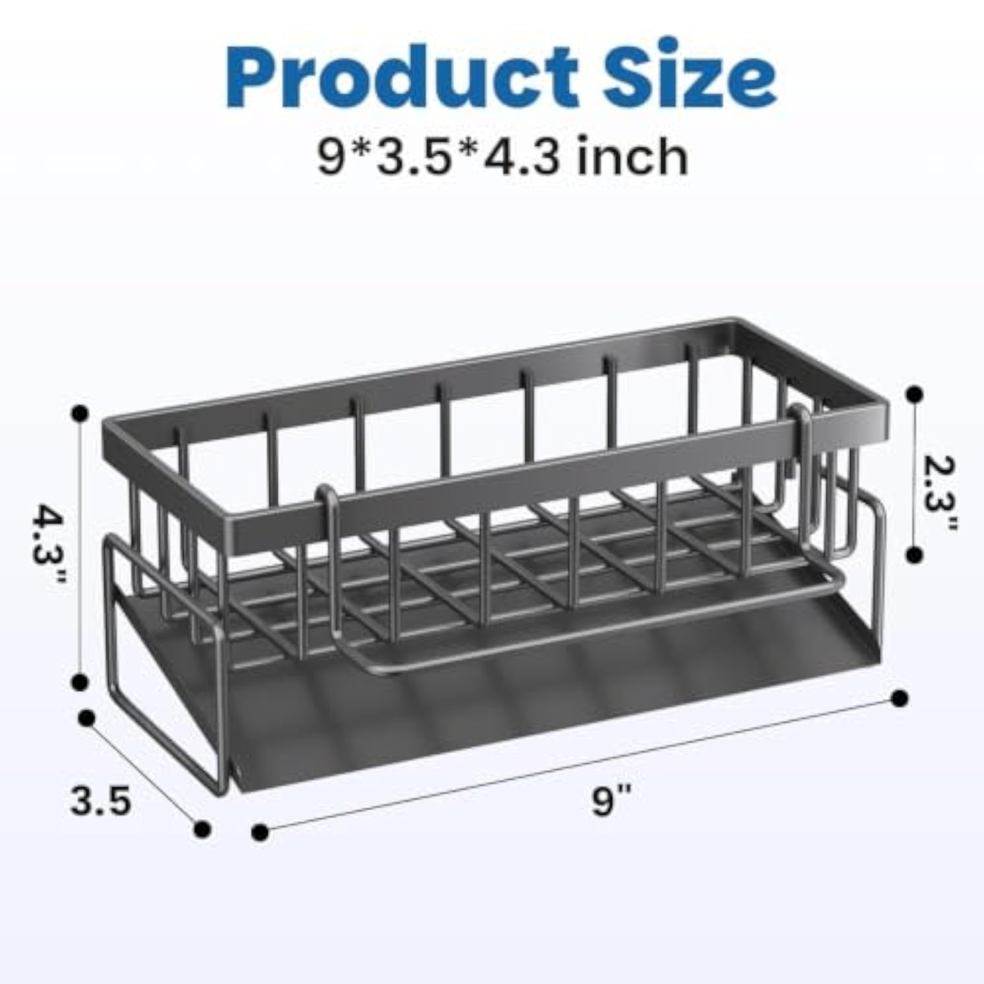 Kitchen Sink Organiser with Metal Sponge Holder & Drip Tray