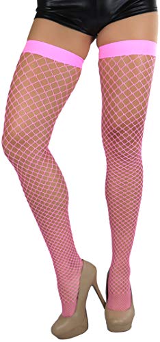 Image of ToBeInStyle Women's Vibrant Large Net Fishnet Thigh High Elastic Nylon Novelty Stockings