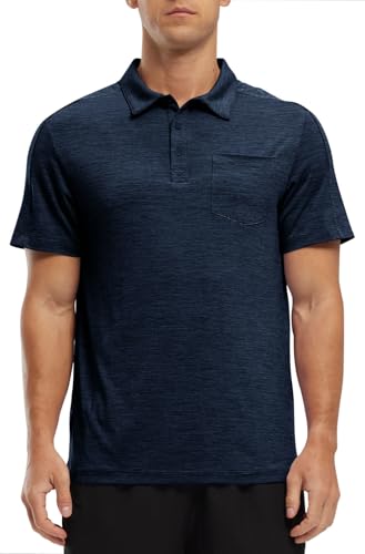 Image of Rdruko Men's Polo Shirts Short Sleeve Quick Dry Outdoor Golf Sports Shirts with Pocket
