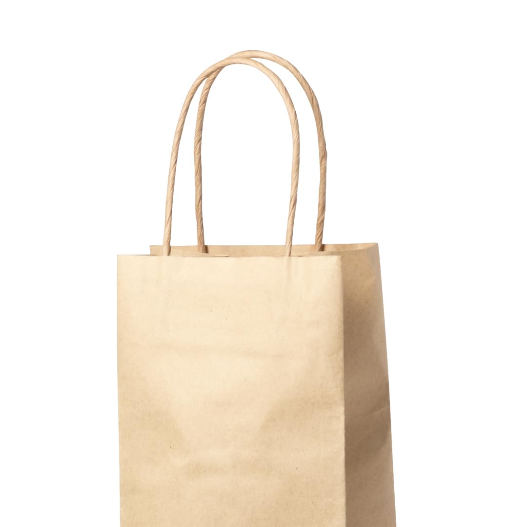 VINAK - Pack de 50 | 100 | 200 | Bolsas de Papel para Botella de Vino | 11 x 36 x 10 cm | Asa Retorcida Resistente | para Vino, Cava y Champán 1L (100, Kraft)
