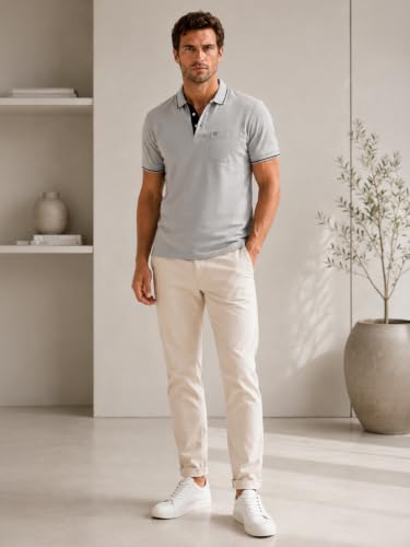 Image of Lux Cozi Men's T-Shirt with Chest Pocket | Polo T-Shirt for Man | Plain Casual Stylish | Half Sleeve| Cotton Blend Collar Polo T-Shirts for Men