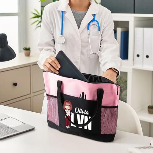 Bolso personalizado para enfermera con caricatura y nombre miniatura 5