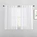 NICETOWN Sheer Curtains 45 Inches Long - Linen Look Semi-Voile Vertical Drapes for Kitchen & Dining Room, 52 Inch Width by 45 Inch Length Per Panel, 1 Pair, White
