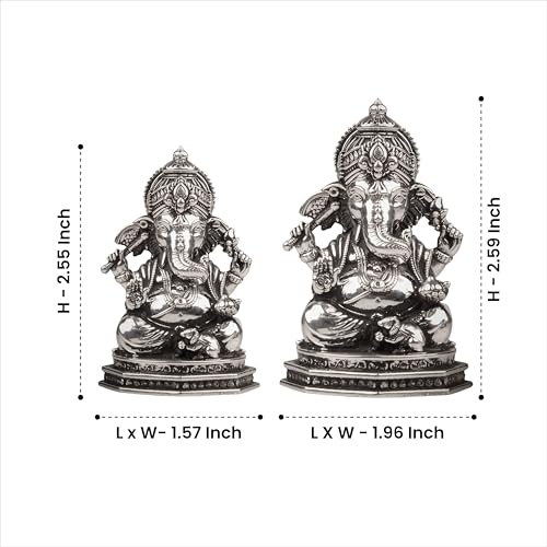 Image of Artarium Pure 999 Silver Divine Ganesha Murti (16gm), Ganpati Bappa Idol for Pooja, Home Mandir, Office Decor, Auspicious Gift for Diwali, Housewarming & Festivals - 3 Inch