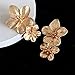 T-ztoss Bohemian Gold Elegant Flower Fashion Dangle Earring Cute Metal Flower Earrings Unique Chic 3D Large Flower Jewelry Gift for Women(double flower)
