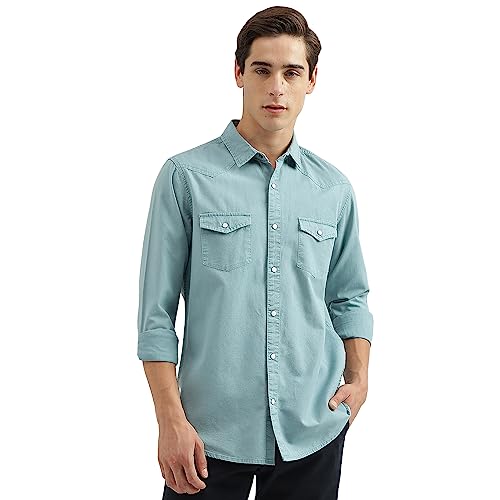 Image of United Colors of Benetton Men's Cotton Regular Fit Spread Collar Solid Shirt