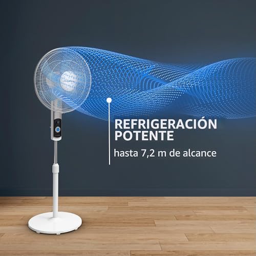 Rowenta Turbo Silence - Ventilador de pie, solo 35 dB (A) modo Silent Night ahorro energía, 12 velocidades, pantalla LED digital, temporizador, mando a distancia, blanco, VU5650